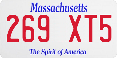 MA license plate 269XT5