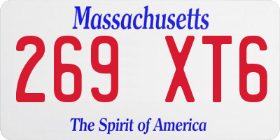 MA license plate 269XT6