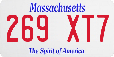 MA license plate 269XT7