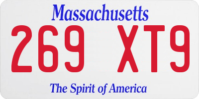 MA license plate 269XT9