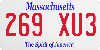 MA license plate 269XU3