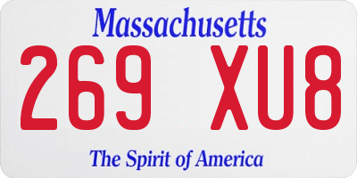 MA license plate 269XU8