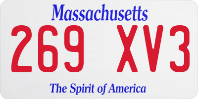 MA license plate 269XV3