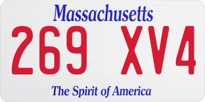 MA license plate 269XV4