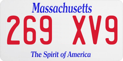 MA license plate 269XV9