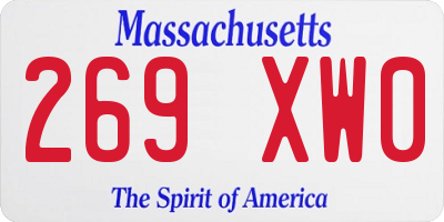 MA license plate 269XW0
