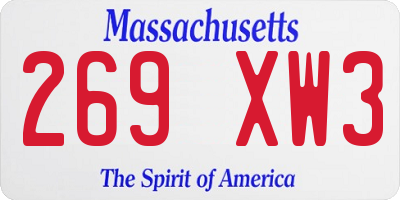 MA license plate 269XW3