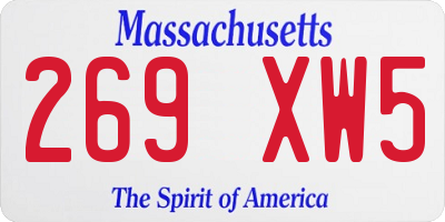MA license plate 269XW5