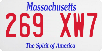 MA license plate 269XW7