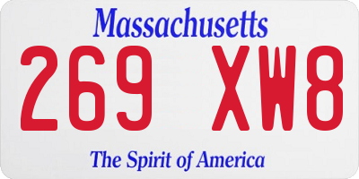 MA license plate 269XW8