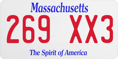 MA license plate 269XX3