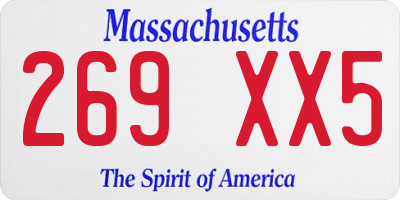 MA license plate 269XX5
