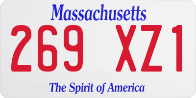 MA license plate 269XZ1