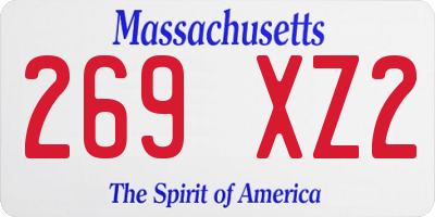 MA license plate 269XZ2