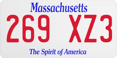 MA license plate 269XZ3