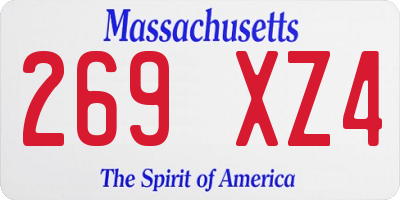 MA license plate 269XZ4
