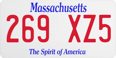 MA license plate 269XZ5