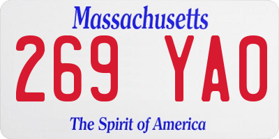 MA license plate 269YA0