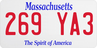 MA license plate 269YA3