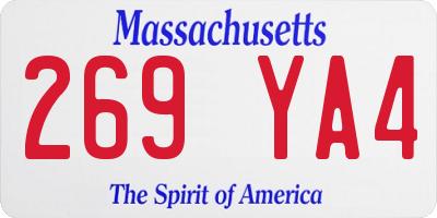 MA license plate 269YA4
