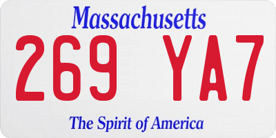 MA license plate 269YA7
