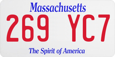 MA license plate 269YC7