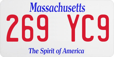 MA license plate 269YC9