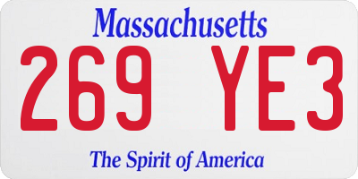 MA license plate 269YE3