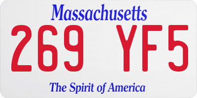 MA license plate 269YF5