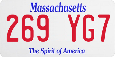 MA license plate 269YG7