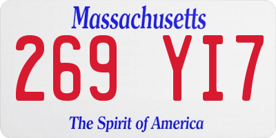 MA license plate 269YI7