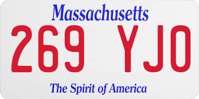 MA license plate 269YJ0