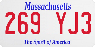 MA license plate 269YJ3