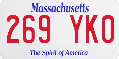 MA license plate 269YK0
