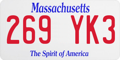 MA license plate 269YK3
