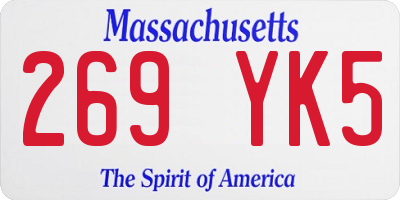 MA license plate 269YK5