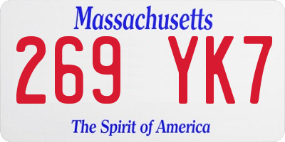 MA license plate 269YK7