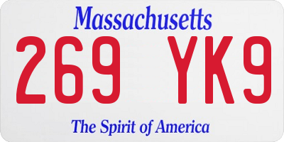 MA license plate 269YK9