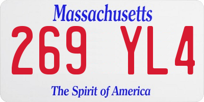 MA license plate 269YL4