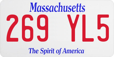 MA license plate 269YL5