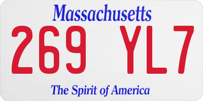 MA license plate 269YL7