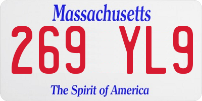 MA license plate 269YL9