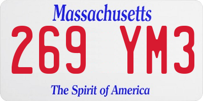 MA license plate 269YM3