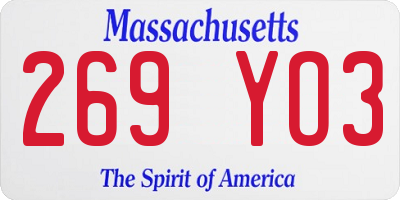 MA license plate 269YO3