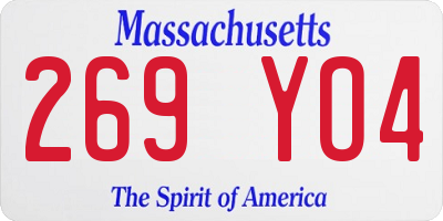 MA license plate 269YO4