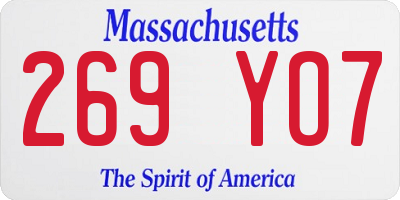 MA license plate 269YO7