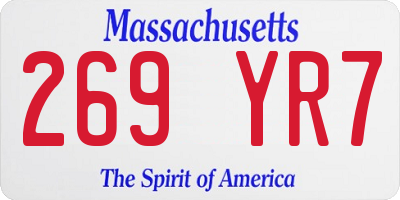 MA license plate 269YR7