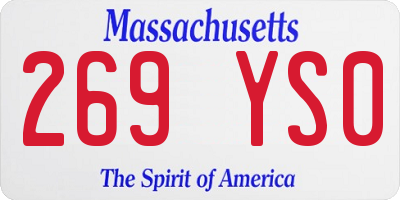 MA license plate 269YS0