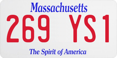 MA license plate 269YS1