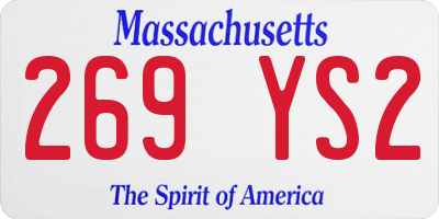 MA license plate 269YS2